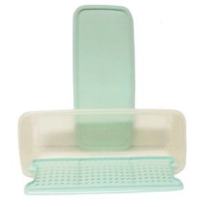 Vegetable Keeper 3-Piece Clear Opaque w/ Aqua Top